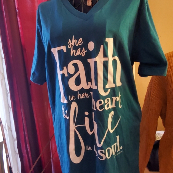 Womens blazing blue t-shirt/ with powerful reminde - Picture 2 of 5